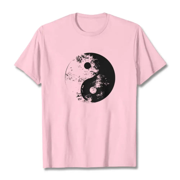 Buddha Stones Yin Yang Tai Chi Pattern Cotton Tee T-shirt - LightPink / S - T-Shirts