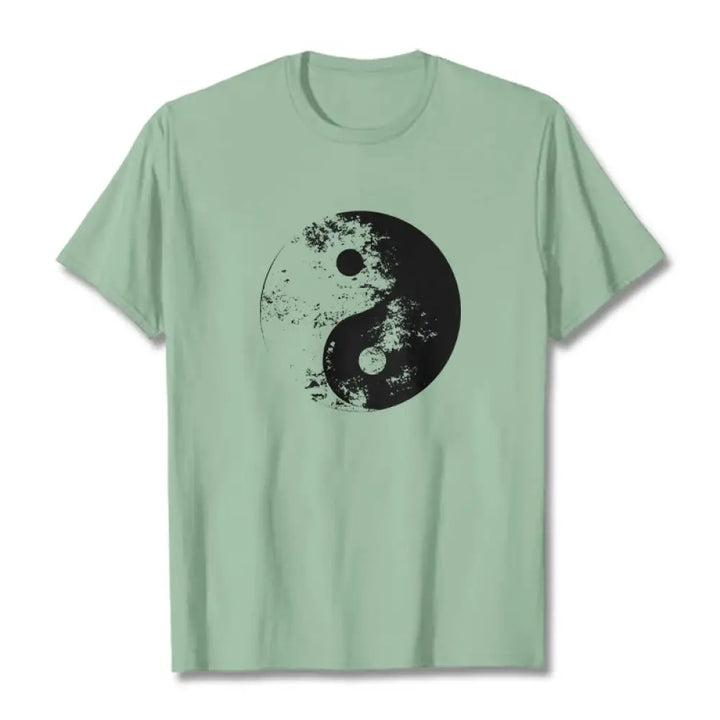 Buddha Stones Yin Yang Tai Chi Pattern Cotton Tee T-shirt - PaleGreen / S - T-Shirts