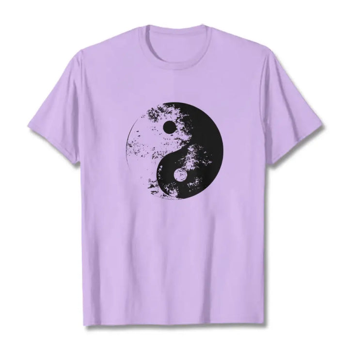Buddha Stones Yin Yang Tai Chi Pattern Cotton Tee T-shirt - Plum / S - T-Shirts