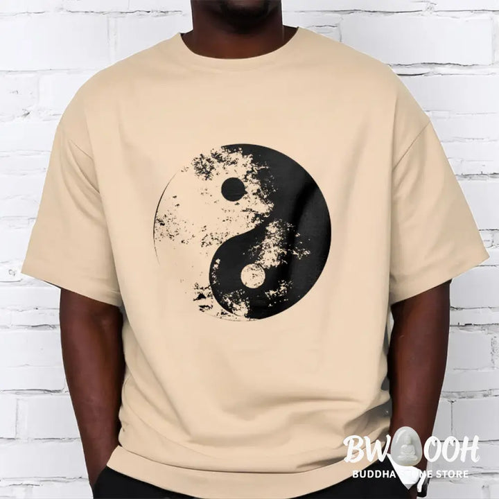 Buddha Stones Yin Yang Tai Chi Pattern Cotton Tee T-shirt - T-Shirts