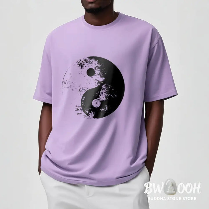 Buddha Stones Yin Yang Tai Chi Pattern Cotton Tee T-shirt - T-Shirts