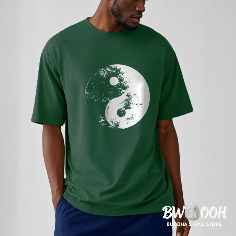 Buddha Stones Yin Yang Tai Chi Pattern Cotton Tee T-shirt - T-Shirts