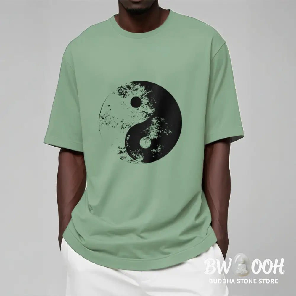 Buddha Stones Yin Yang Tai Chi Pattern Cotton Tee T-shirt - T-Shirts