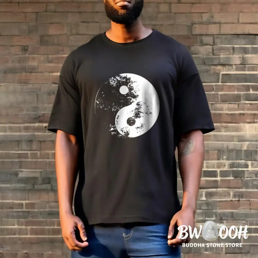 Buddha Stones Yin Yang Tai Chi Pattern Cotton Tee T-shirt - T-Shirts