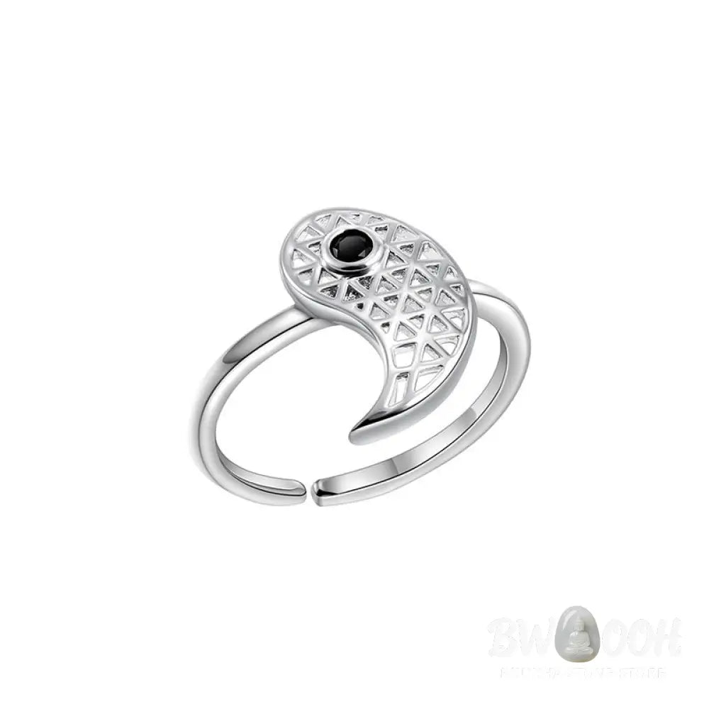 Buddha Stones Yin Yang Titanium Steel Cuff Balance Couple Ring - Titanium Steel - Ring