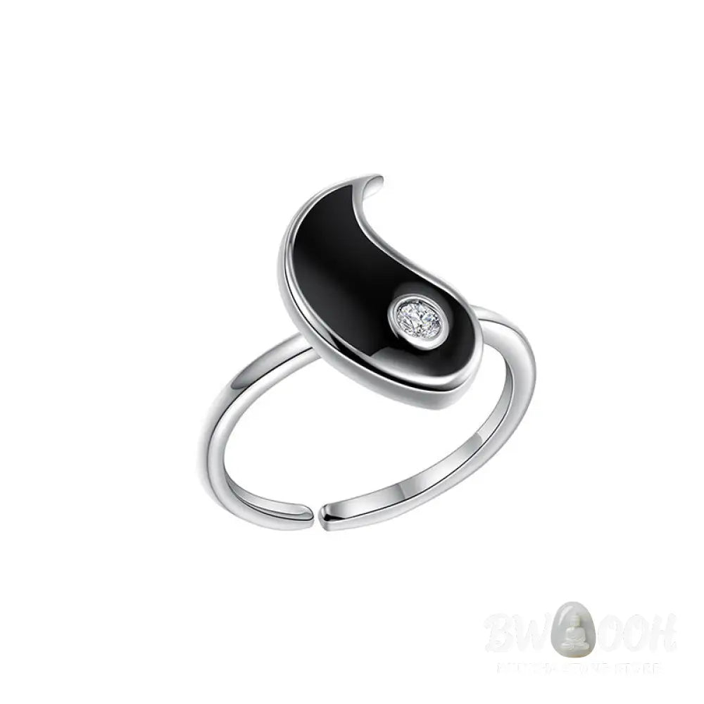 Buddha Stones Yin Yang Titanium Steel Cuff Balance Couple Ring - Titanium Steel - Ring