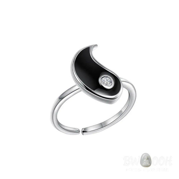 Buddha Stones Yin Yang Titanium Steel Cuff Balance Couple Ring - Titanium Steel - Ring