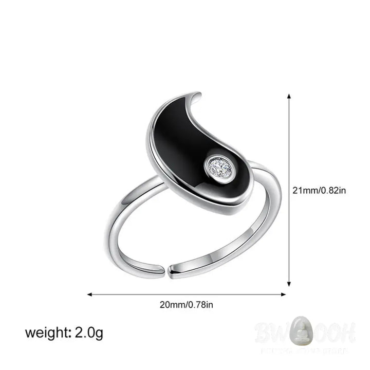 Buddha Stones Yin Yang Titanium Steel Cuff Balance Couple Ring - Titanium Steel - Ring