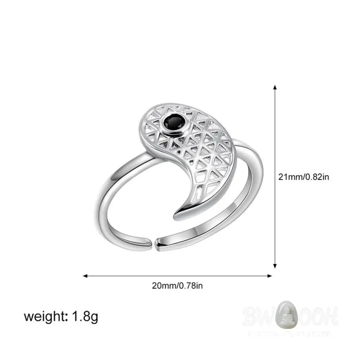Buddha Stones Yin Yang Titanium Steel Cuff Balance Couple Ring - Titanium Steel - Ring