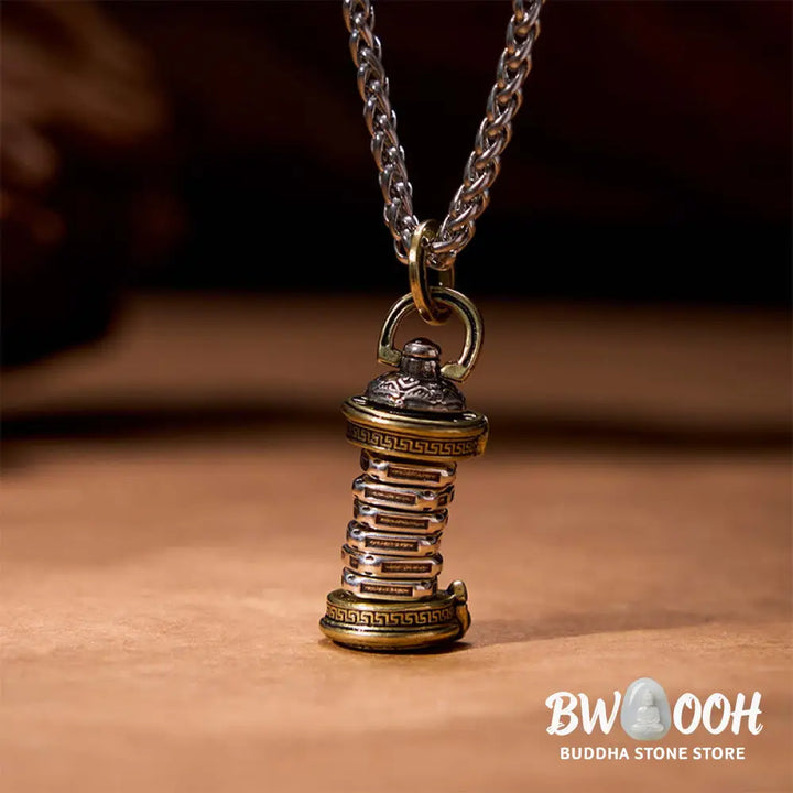 Buddha Stones Yin Yang Tower Copper Balance Rotatable Necklace Pendant - BWOOOH - Yin Yang Necklace - Necklaces &amp;