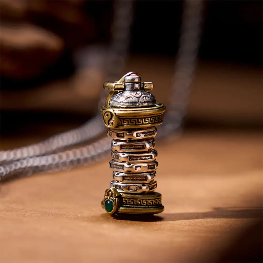 BWOOOH copper yin yang tower balance rotatable necklace pendant