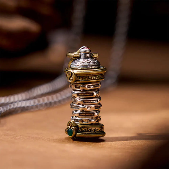 BWOOOH copper yin yang tower balance rotatable necklace pendant