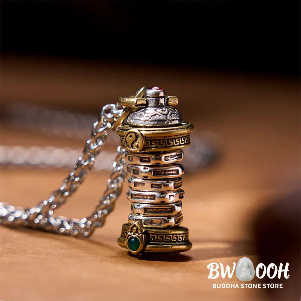 Buddha Stones Yin Yang Tower Copper Balance Rotatable Necklace Pendant - BWOOOH - Yin Yang Necklace - Necklaces &