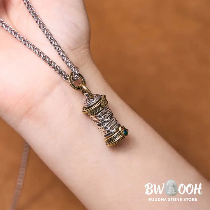 Buddha Stones Yin Yang Tower Copper Balance Rotatable Necklace Pendant - BWOOOH - Yin Yang Necklace - Necklaces &amp;