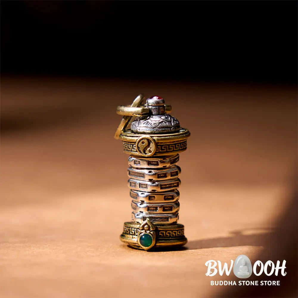 Buddha Stones Yin Yang Tower Copper Balance Rotatable Necklace Pendant - BWOOOH - Yin Yang Necklace - Necklaces &amp;