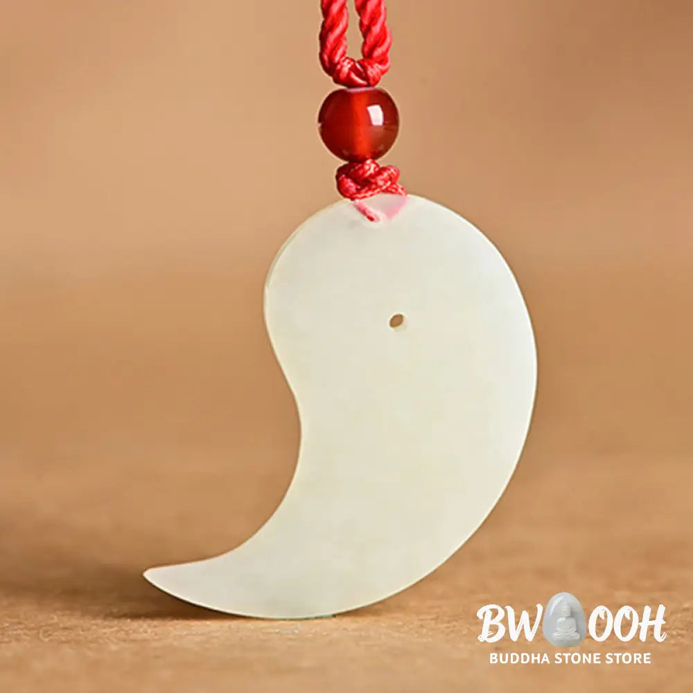 Buddha Stones Yin Yang White Jade Cyan Jade Protection Blessing Necklace String Pendant - BWOOOH - Necklaces &amp; Pendants