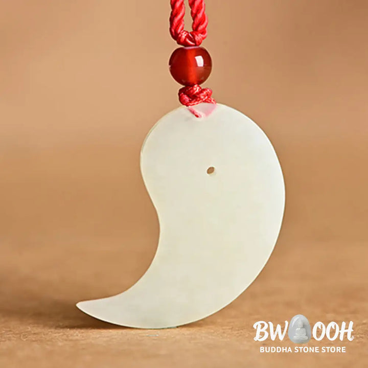 Buddha Stones Yin Yang White Jade Cyan Jade Protection Blessing Necklace String Pendant - BWOOOH - Necklaces &amp; Pendants
