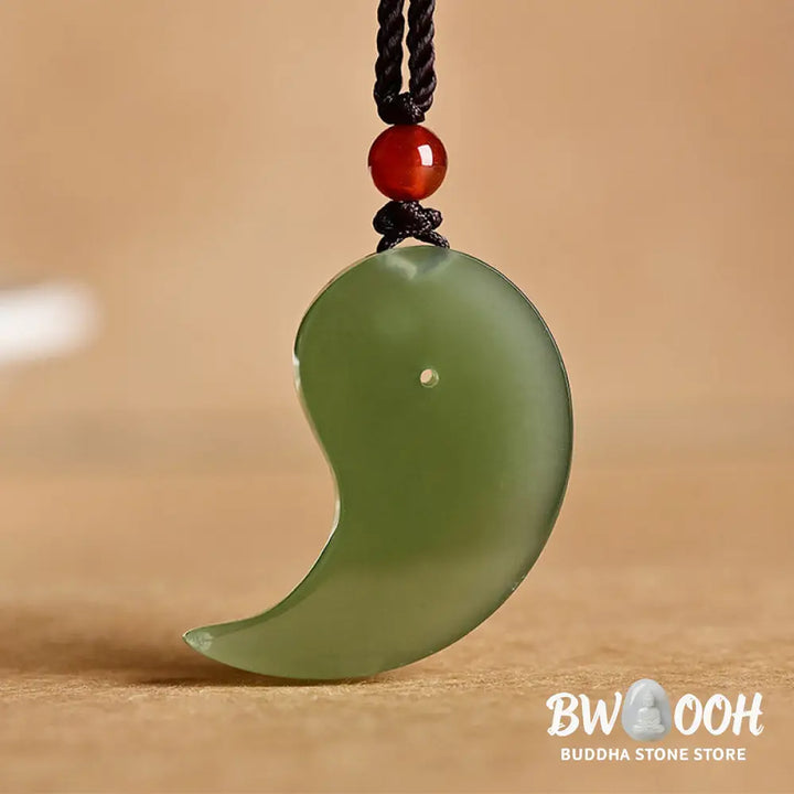 Buddha Stones Yin Yang White Jade Cyan Jade Protection Blessing Necklace String Pendant - BWOOOH - Necklaces &amp; Pendants