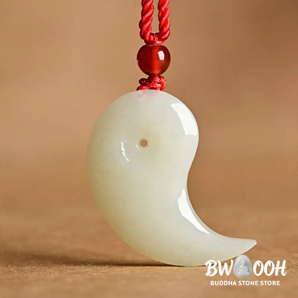 Buddha Stones Yin Yang White Jade Cyan Jade Protection Blessing Necklace String Pendant - BWOOOH - Necklaces &amp; Pendants