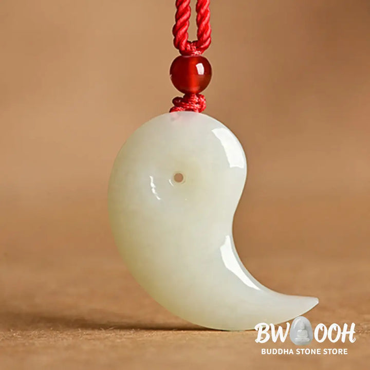 Buddha Stones Yin Yang White Jade Cyan Jade Protection Blessing Necklace String Pendant - BWOOOH - Necklaces &amp; Pendants