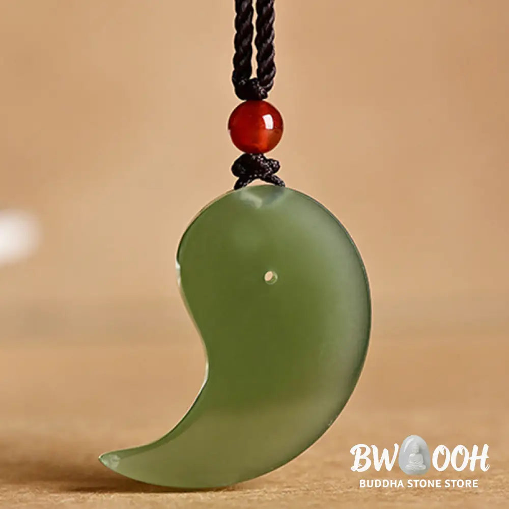 Buddha Stones Yin Yang White Jade Cyan Jade Protection Blessing Necklace String Pendant - BWOOOH - Necklaces &amp; Pendants