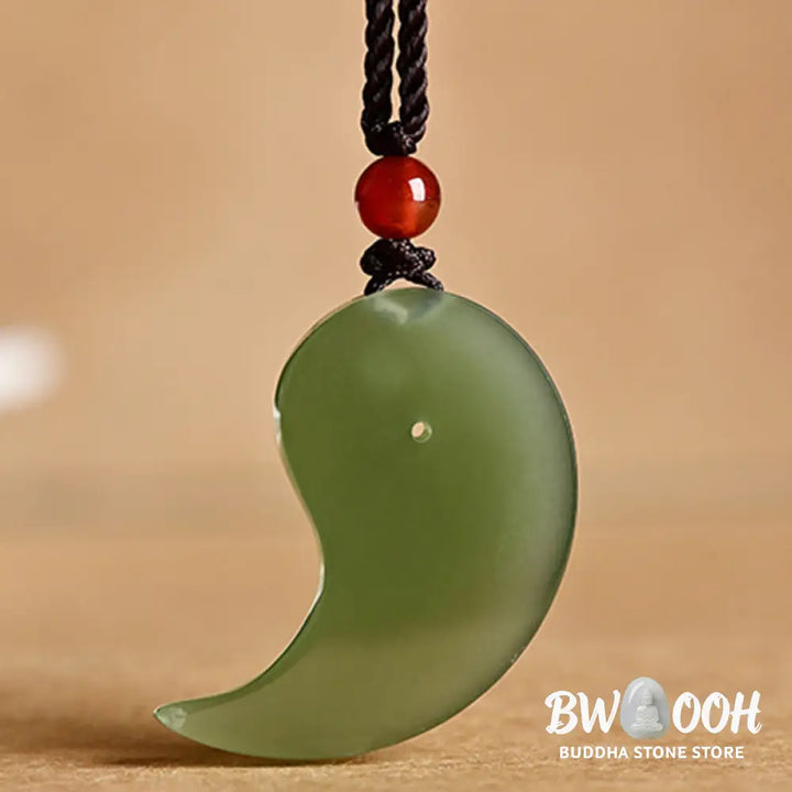 Buddha Stones Yin Yang White Jade Cyan Jade Protection Blessing Necklace String Pendant - BWOOOH - Necklaces &amp; Pendants