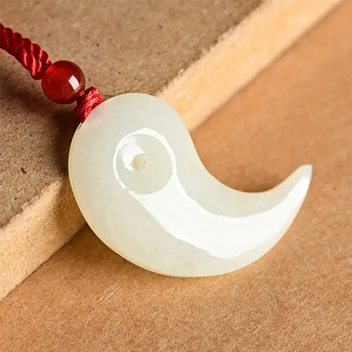 Buddha Stones Yin Yang White Jade Cyan Jade Protection Blessing Necklace String Pendant - BWOOOH - White Jade