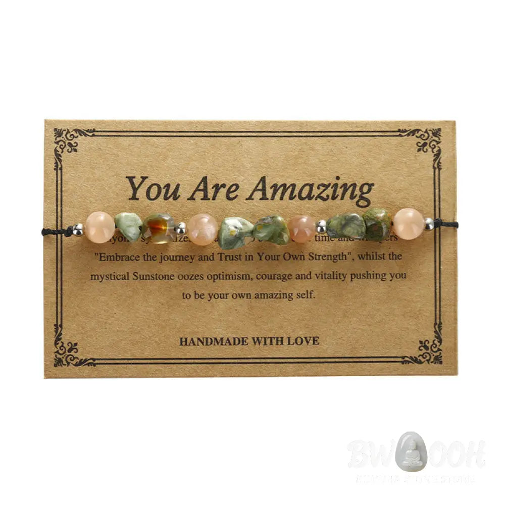 Buddha Stones You Are Amazing Rhyolite Sun Stone Positive Bracelet - BWOOOH - You Are Amazing(Wrist Circumference