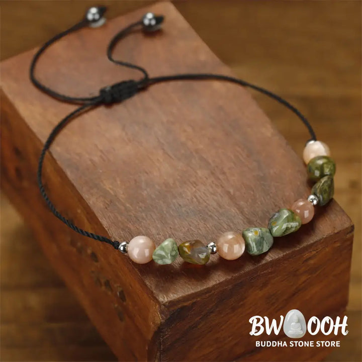 Buddha Stones You Are Amazing Rhyolite Sun Stone Positive Bracelet - BWOOOH - You Are Amazing(Wrist Circumference