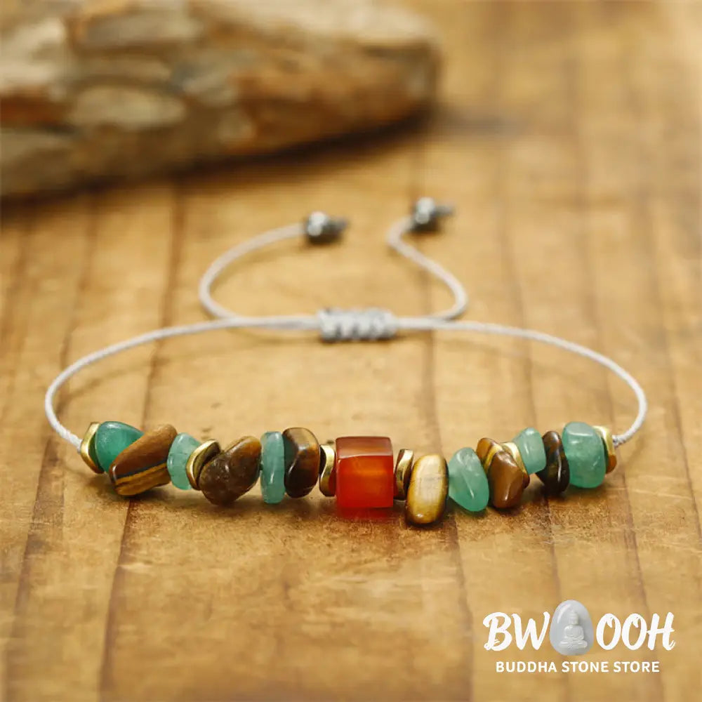 Buddha Stones You Can Do It Green Aventurine Tiger Eye Carnelian Luck Bracelet - BWOOOH - You Can Do It(Wrist