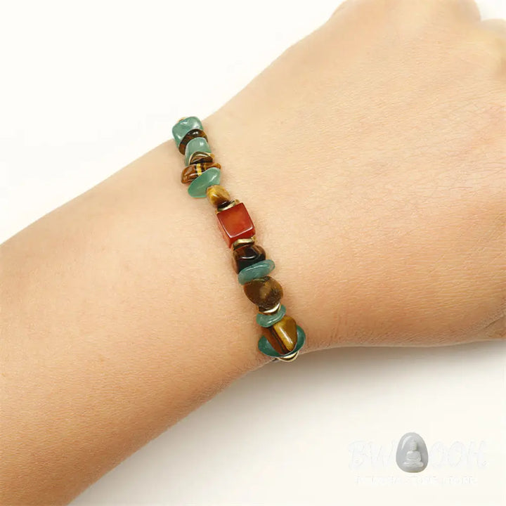 Buddha Stones You Can Do It Green Aventurine Tiger Eye Carnelian Luck Bracelet - BWOOOH - You Can Do It(Wrist