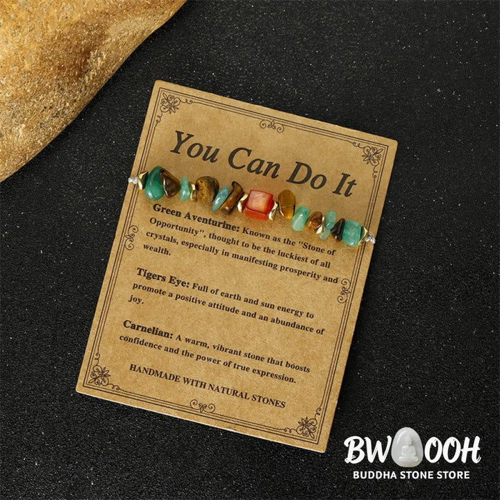Buddha Stones You Can Do It Green Aventurine Tiger Eye Carnelian Luck Bracelet - BWOOOH - You Can Do It(Wrist