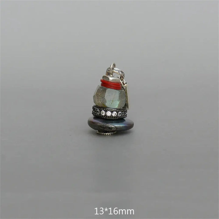 Buddha Stones Zen Cairn Labradorite Various Crystals Calm Pendant Necklace - BWOOOH - Labradorite Pendant 13*16mm