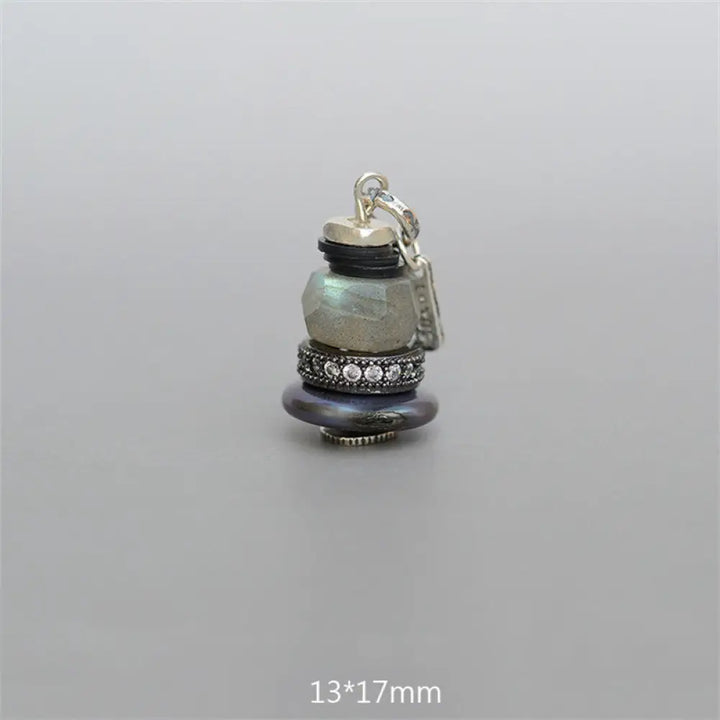 Buddha Stones Zen Cairn Labradorite Various Crystals Calm Pendant Necklace - BWOOOH - Labradorite Pendant 13*17mm
