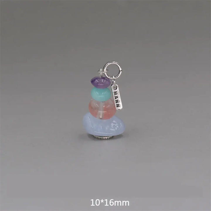 Buddha Stones Zen Cairn Labradorite Various Crystals Calm Pendant Necklace - BWOOOH - Amethyst&amp;Amazonite&amp;Blue