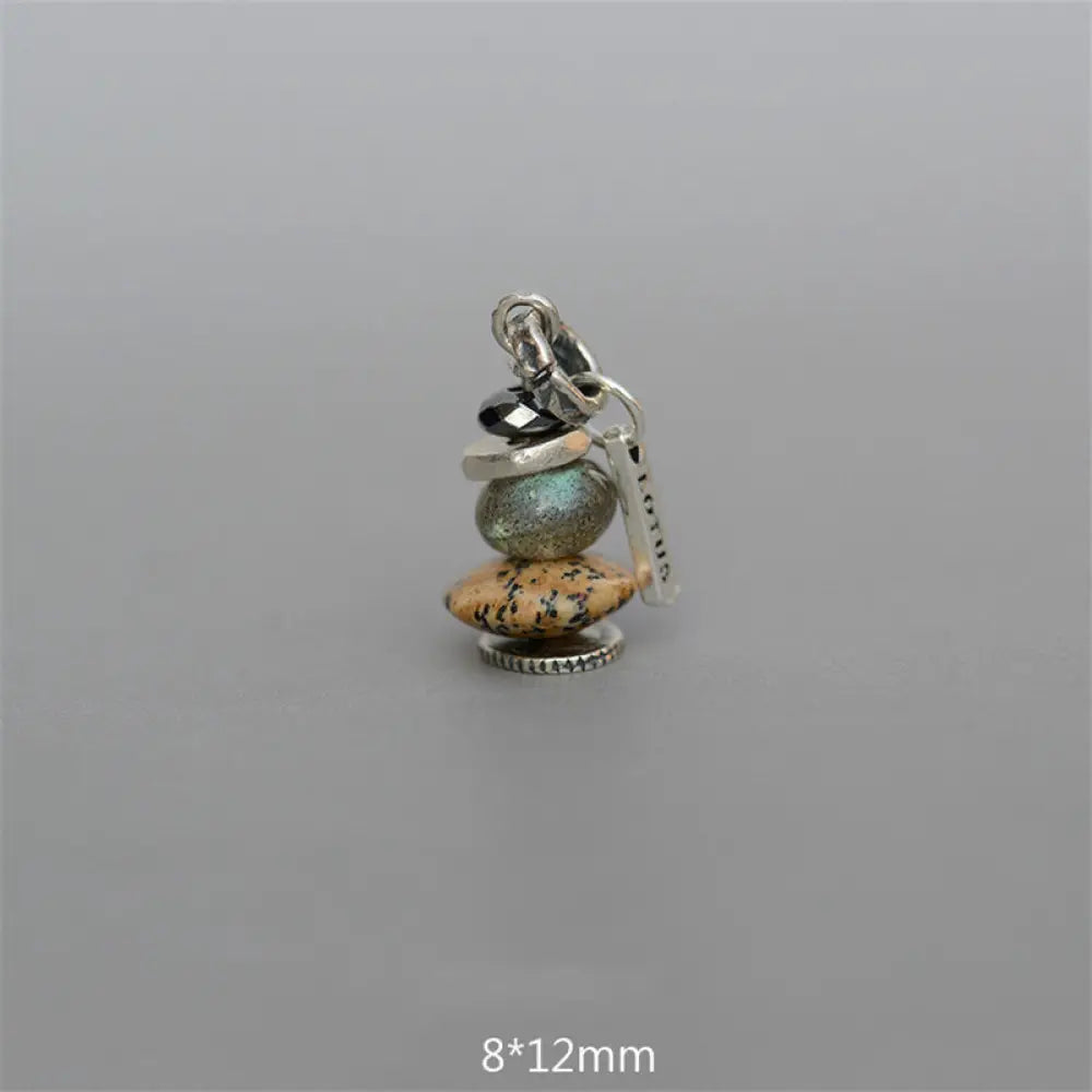 Buddha Stones Zen Cairn Labradorite Various Crystals Calm Pendant Necklace - BWOOOH - Hematite&amp;Labradorite&amp;Landscape