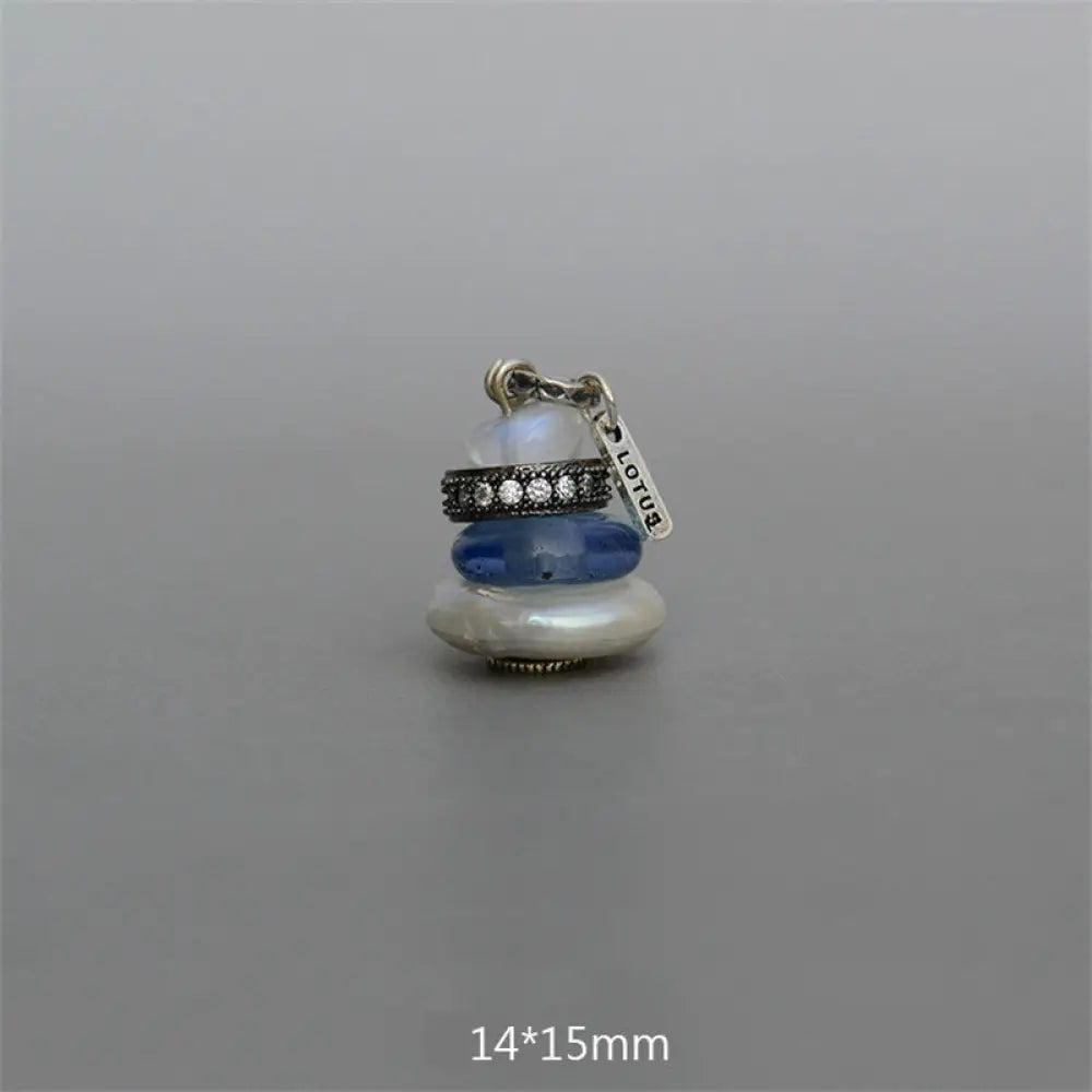Buddha Stones Zen Cairn Labradorite Various Crystals Calm Pendant Necklace - BWOOOH - Moonstone&amp;Glass Bead&amp;Pearl