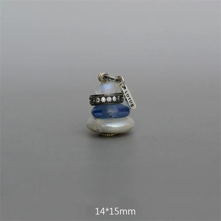 Buddha Stones Zen Cairn Labradorite Various Crystals Calm Pendant Necklace - BWOOOH - Moonstone&amp;Glass Bead&amp;Pearl