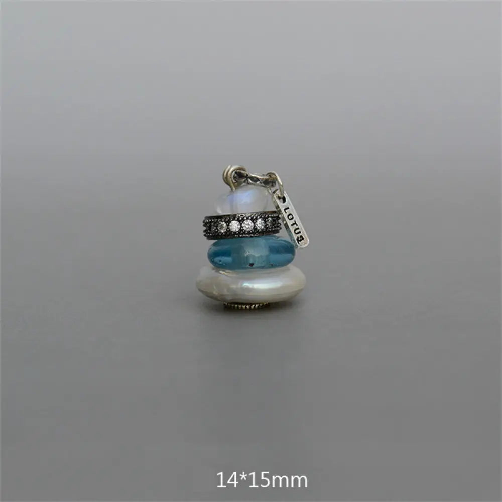 Buddha Stones Zen Cairn Labradorite Various Crystals Calm Pendant Necklace - BWOOOH - Moonstone&amp;Teal Glass Bead&amp;Pearl