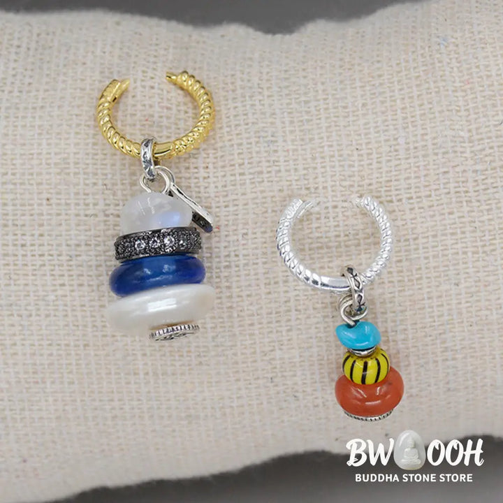 Buddha Stones Zen Cairn Labradorite Various Crystals Calm Pendant Necklace - BWOOOH - Necklaces &amp; Pendants