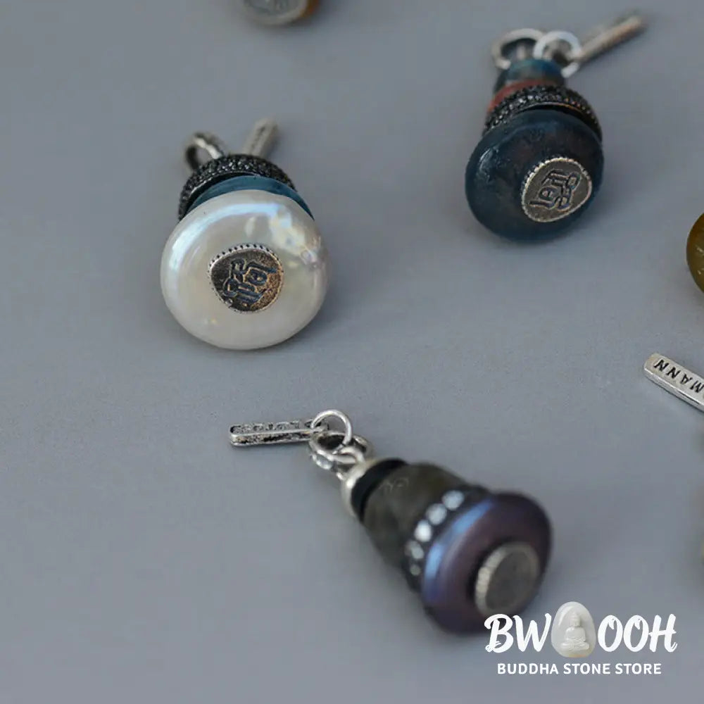 Buddha Stones Zen Cairn Labradorite Various Crystals Calm Pendant Necklace - BWOOOH - Necklaces &amp; Pendants