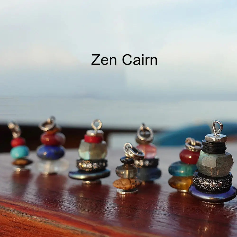 BWOOOH Zen Cairn labradorite various crystals calm pendant necklace — chakra healing, transformation & spiritual calm