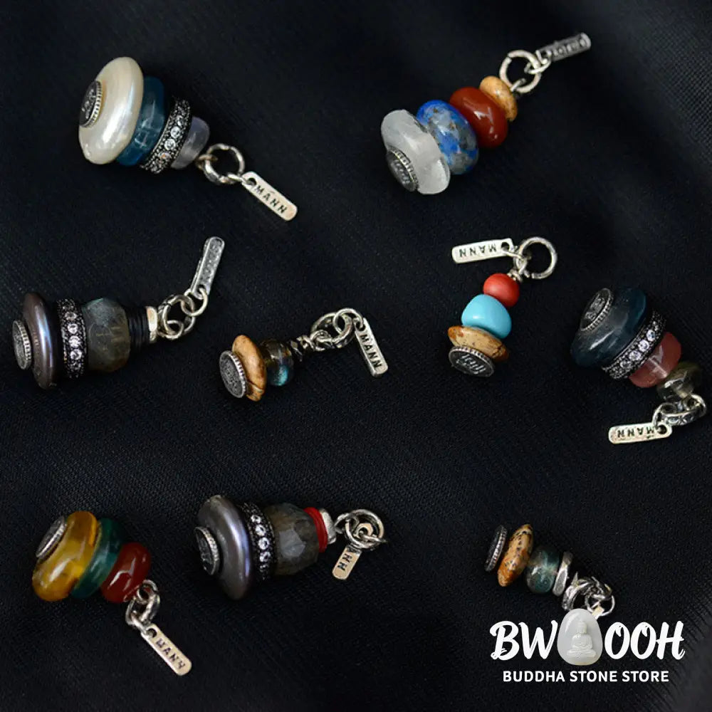 Buddha Stones Zen Cairn Labradorite Various Crystals Calm Pendant Necklace - BWOOOH - Necklaces &amp; Pendants