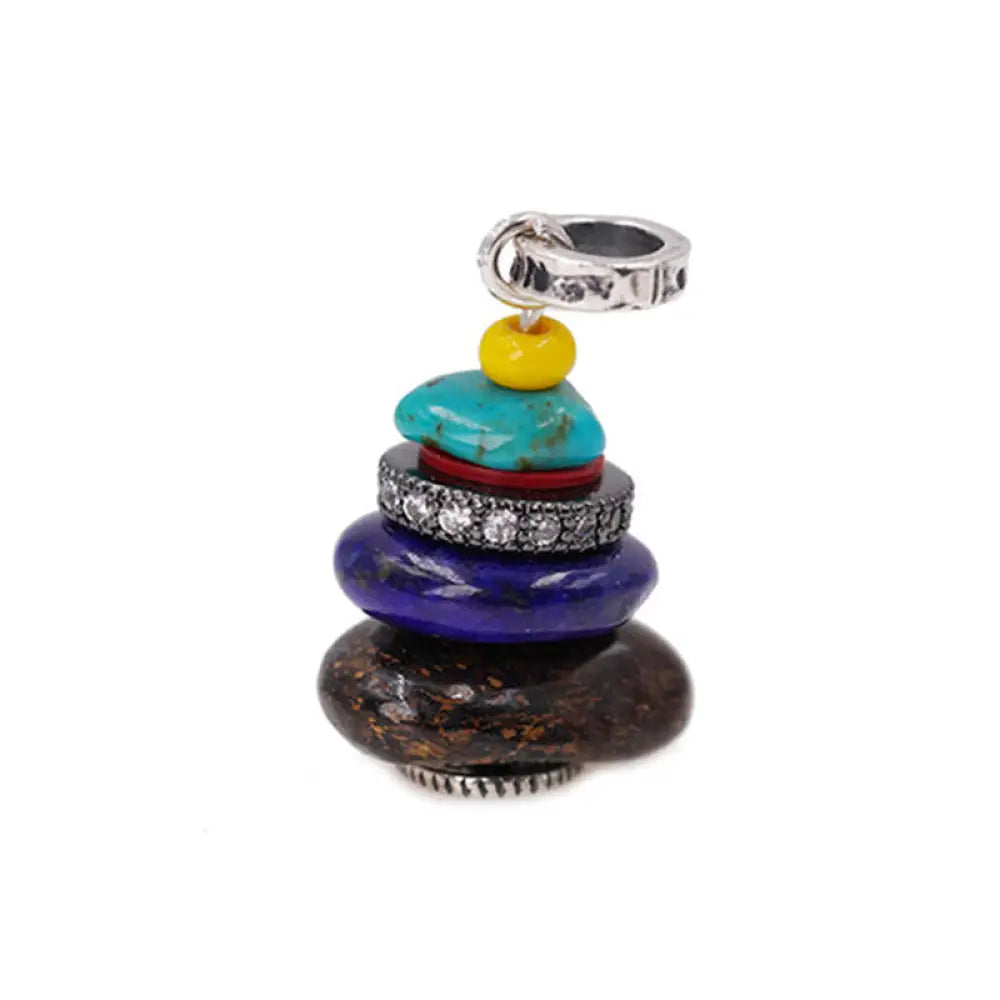 Buddha Stones Zen Cairn Labradorite Various Crystals Calm Pendant Necklace - BWOOOH - Picture Jasper&amp;Lazurite Pendant