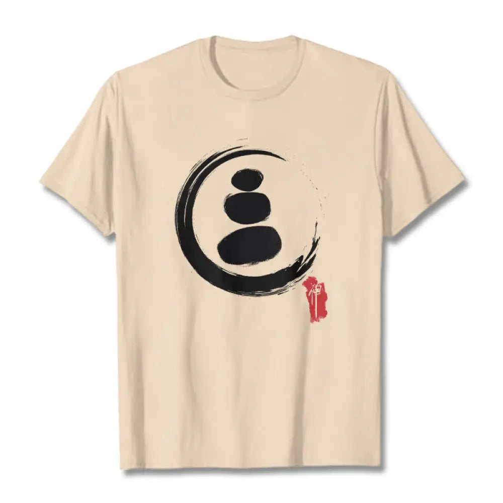 Buddha Stones Zen Circles Cotton Tee T-shirt - Bisque / S - T-Shirts