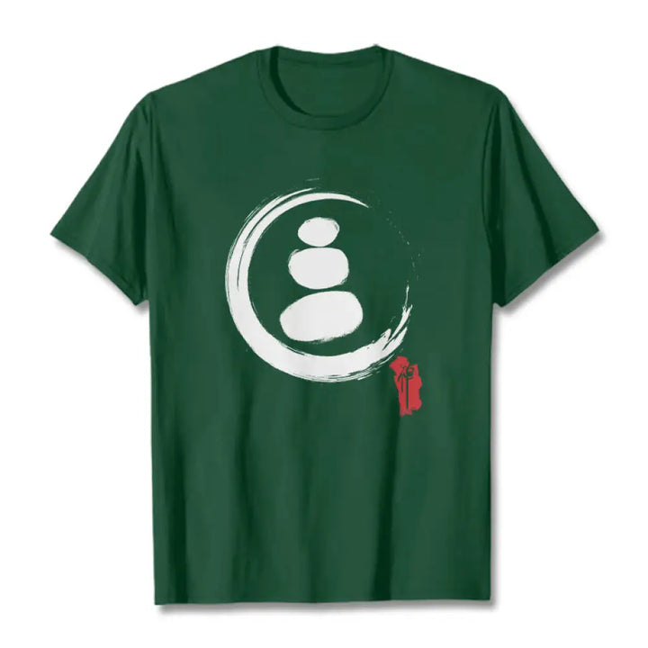 Buddha Stones Zen Circles Cotton Tee T-shirt - Forest Green / S - T-Shirts