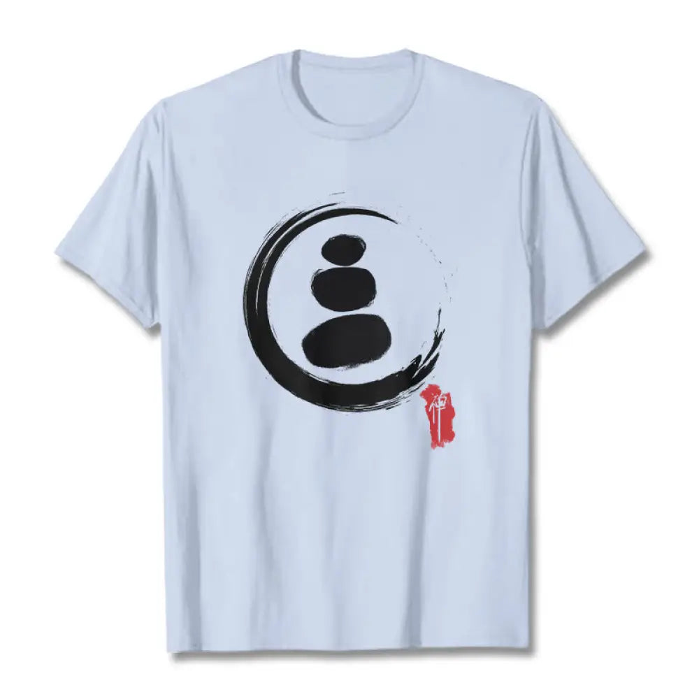 Buddha Stones Zen Circles Cotton Tee T-shirt - Light Cyan / S - T-Shirts