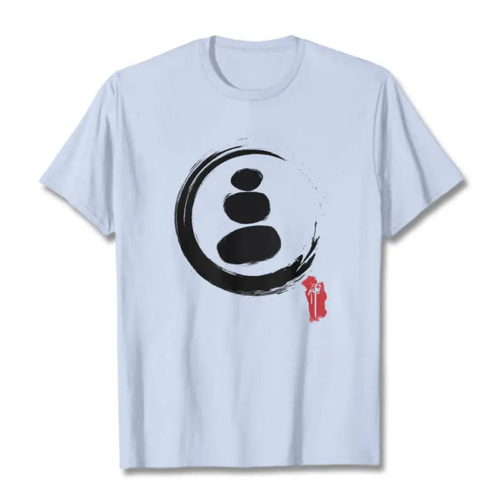 Buddha Stones Zen Circles Cotton Tee T-shirt - Light Cyan / S - T-Shirts