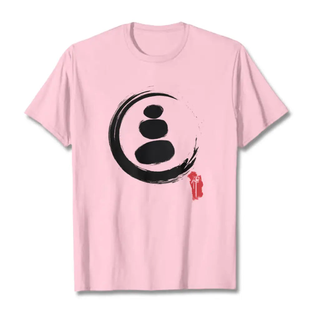 Buddha Stones Zen Circles Cotton Tee T-shirt - Light Pink / S - T-Shirts