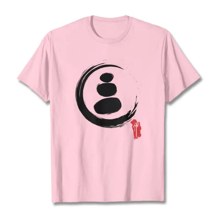 Buddha Stones Zen Circles Cotton Tee T-shirt - Light Pink / S - T-Shirts
